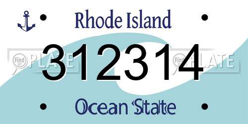 312314 Rhode Island License Plate