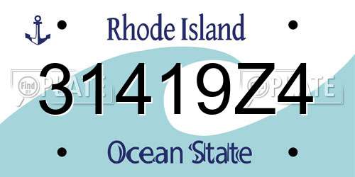 31419Z4 Rhode Island License Plate