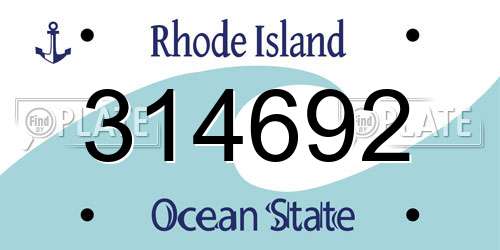 314692 Rhode Island License Plate