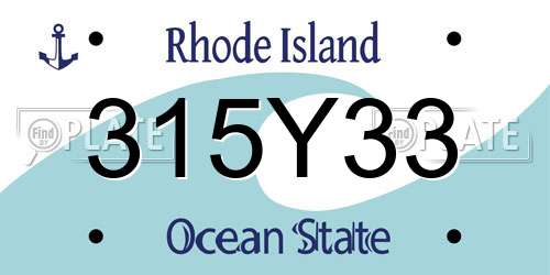 315Y33 Rhode Island License Plate