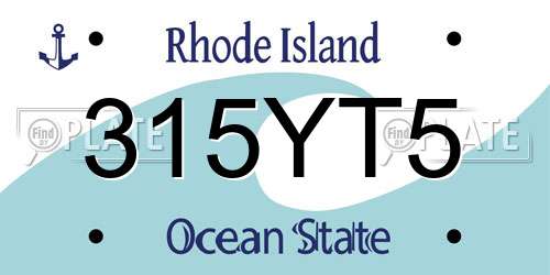 315YT5 Rhode Island License Plate
