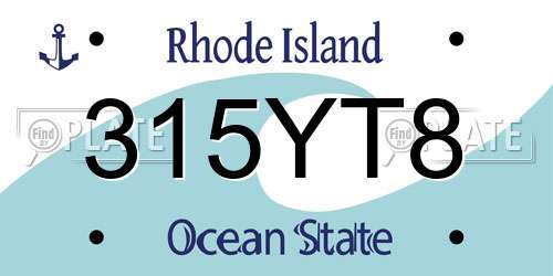 315YT8 Rhode Island License Plate
