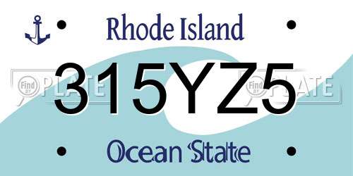 315YZ5 Rhode Island License Plate