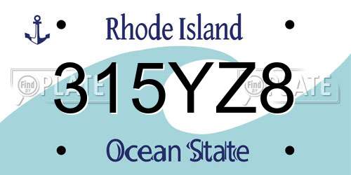 315YZ8 Rhode Island License Plate