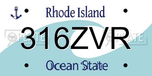 316ZVR Rhode Island License Plate
