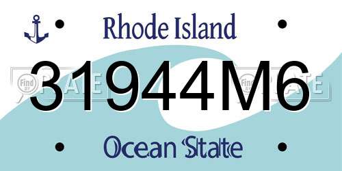 31944M6 Rhode Island License Plate