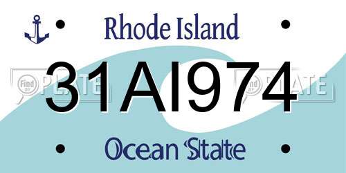 31AI974 Rhode Island License Plate