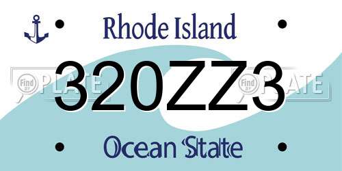 320ZZ3 Rhode Island License Plate