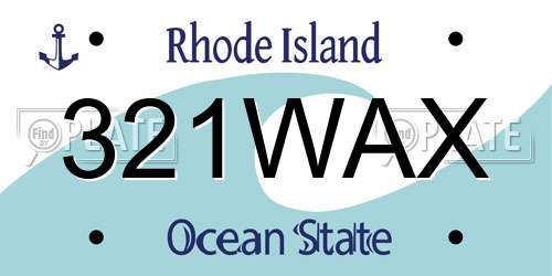 321WAX Rhode Island License Plate