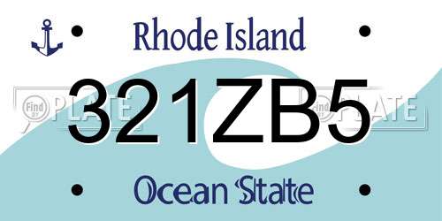 321ZB5 Rhode Island License Plate