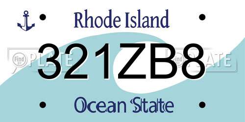 321ZB8 Rhode Island License Plate