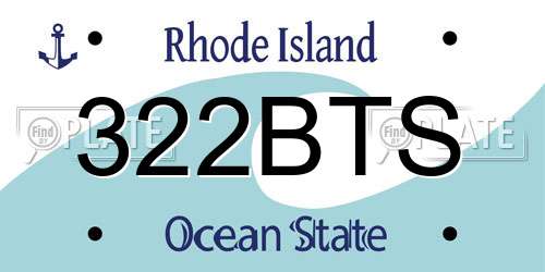 322BTS Rhode Island License Plate