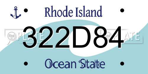 322D84 Rhode Island License Plate
