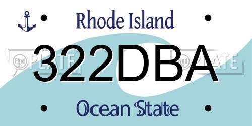 322DBA Rhode Island License Plate