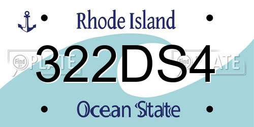 322DS4 Rhode Island License Plate