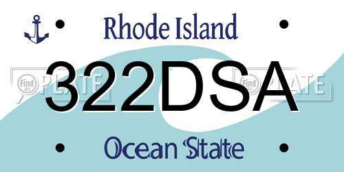 322DSA Rhode Island License Plate