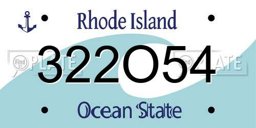 322O54 Rhode Island License Plate