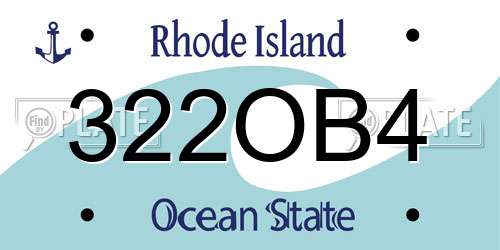 322OB4 Rhode Island License Plate