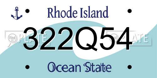 322Q54 Rhode Island License Plate