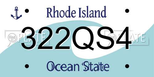 322QS4 Rhode Island License Plate