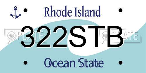 322STB Rhode Island License Plate