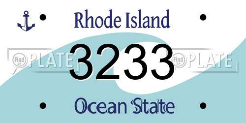 3233 Rhode Island License Plate