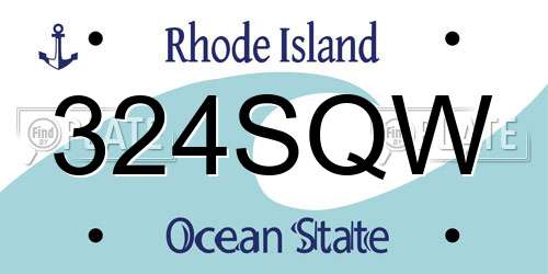 324SQW Rhode Island License Plate