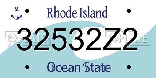 32532Z2 Rhode Island License Plate