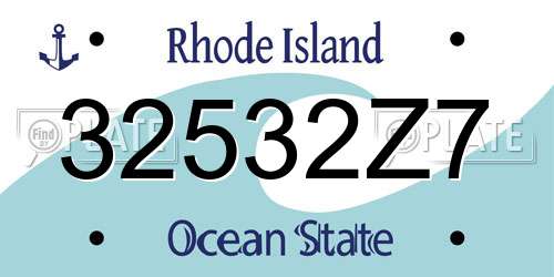 32532Z7 Rhode Island License Plate