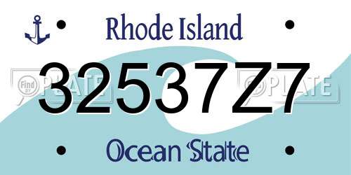 32537Z7 Rhode Island License Plate