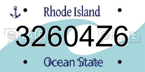 32604Z6 Rhode Island License Plate