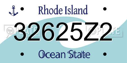 32625Z2 Rhode Island License Plate