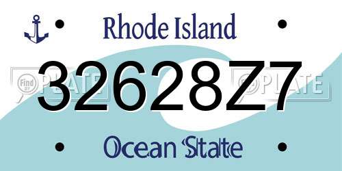 32628Z7 Rhode Island License Plate