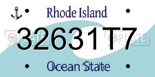 32631T7 Rhode Island License Plate