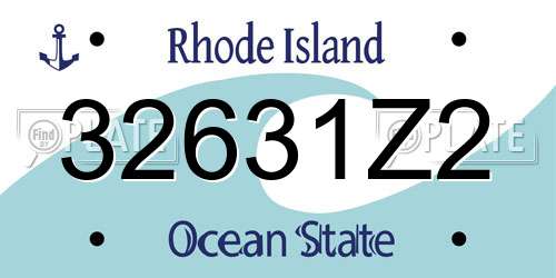 32631Z2 Rhode Island License Plate