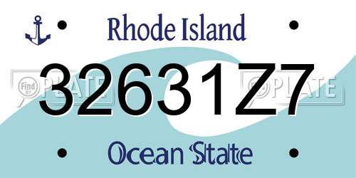 32631Z7 Rhode Island License Plate