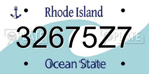 32675Z7 Rhode Island License Plate