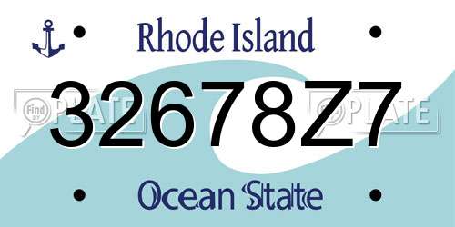 32678Z7 Rhode Island License Plate