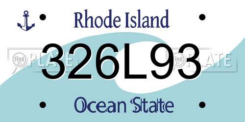 326L93 Rhode Island License Plate