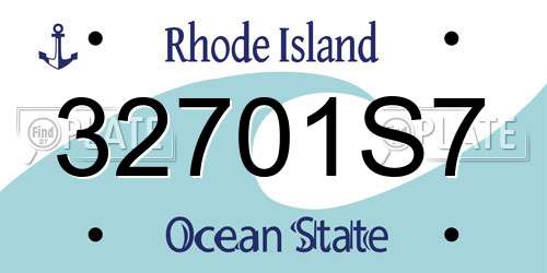 32701S7 Rhode Island License Plate