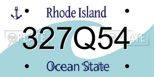 327Q54 Rhode Island License Plate