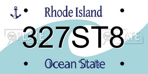 327ST8 Rhode Island License Plate