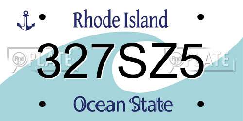 327SZ5 Rhode Island License Plate