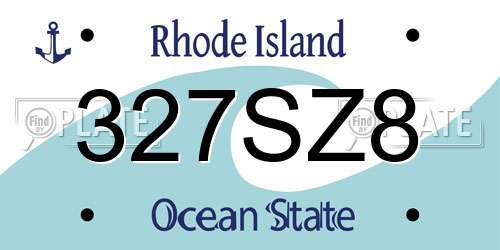 327SZ8 Rhode Island License Plate