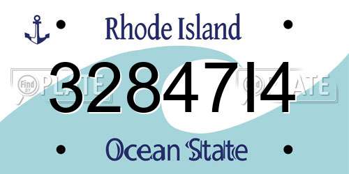 32847I4 Rhode Island License Plate