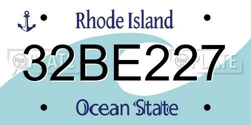 32BE227 Rhode Island License Plate