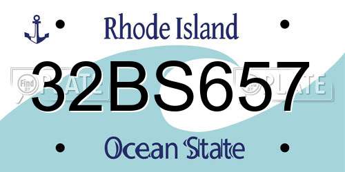 32BS657 Rhode Island License Plate