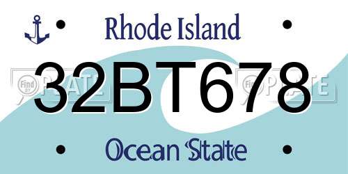 32BT678 Rhode Island License Plate