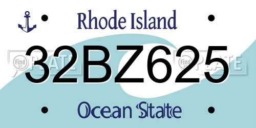32BZ625 Rhode Island License Plate