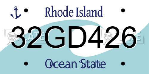 32GD426 Rhode Island License Plate